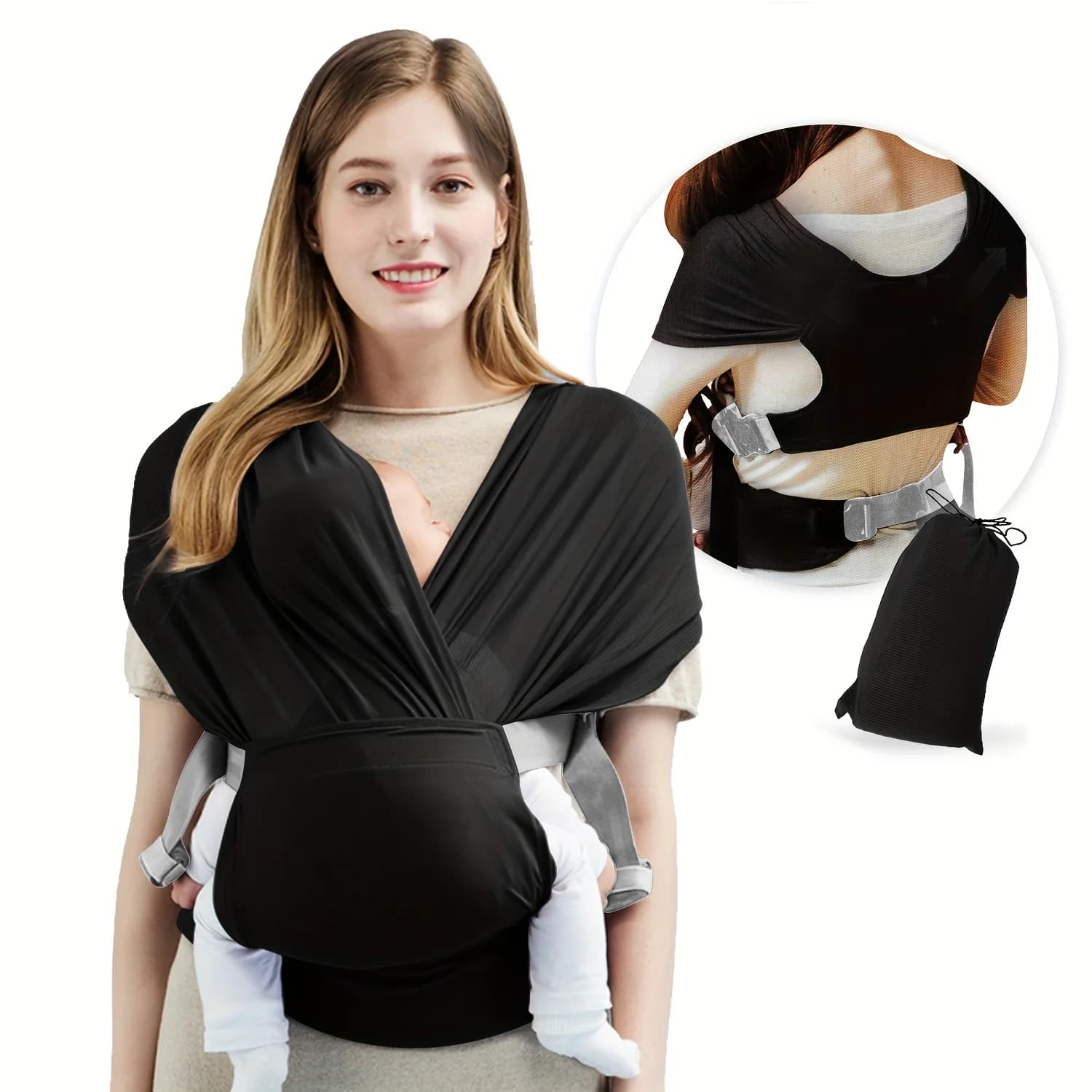 Avvolgere il marsupio Sling per neonati elastico originale, perfetto per neonati e bambini fino a 41 libbre