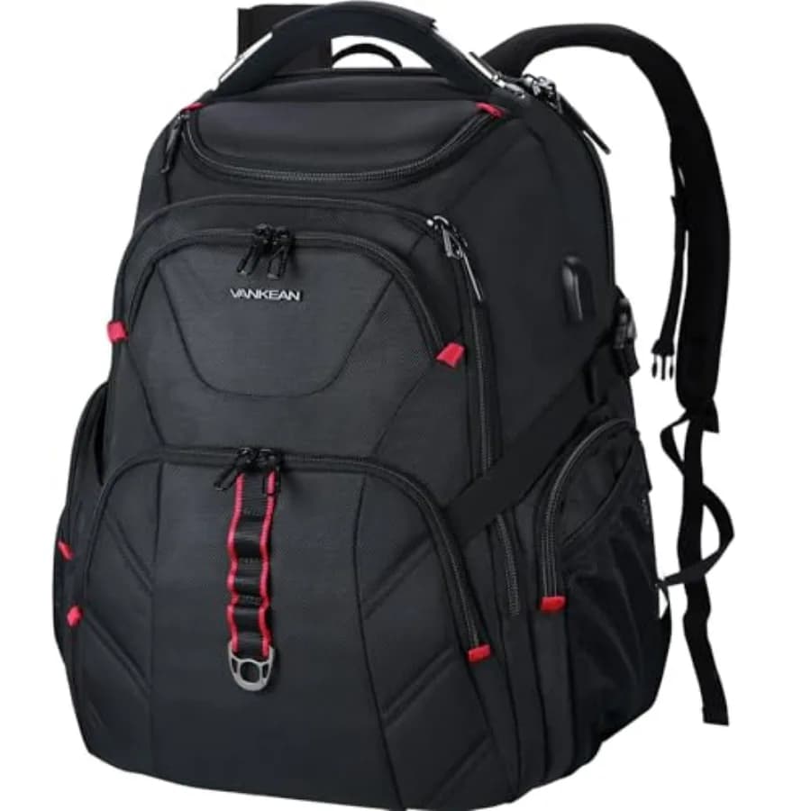 Zaino per Laptop 17.3'' Compatibile TSA, Resistente all'Acqua, Antifurto, Extra Large per College, con Tasche RFID e Porta USB per Uomini e Donne