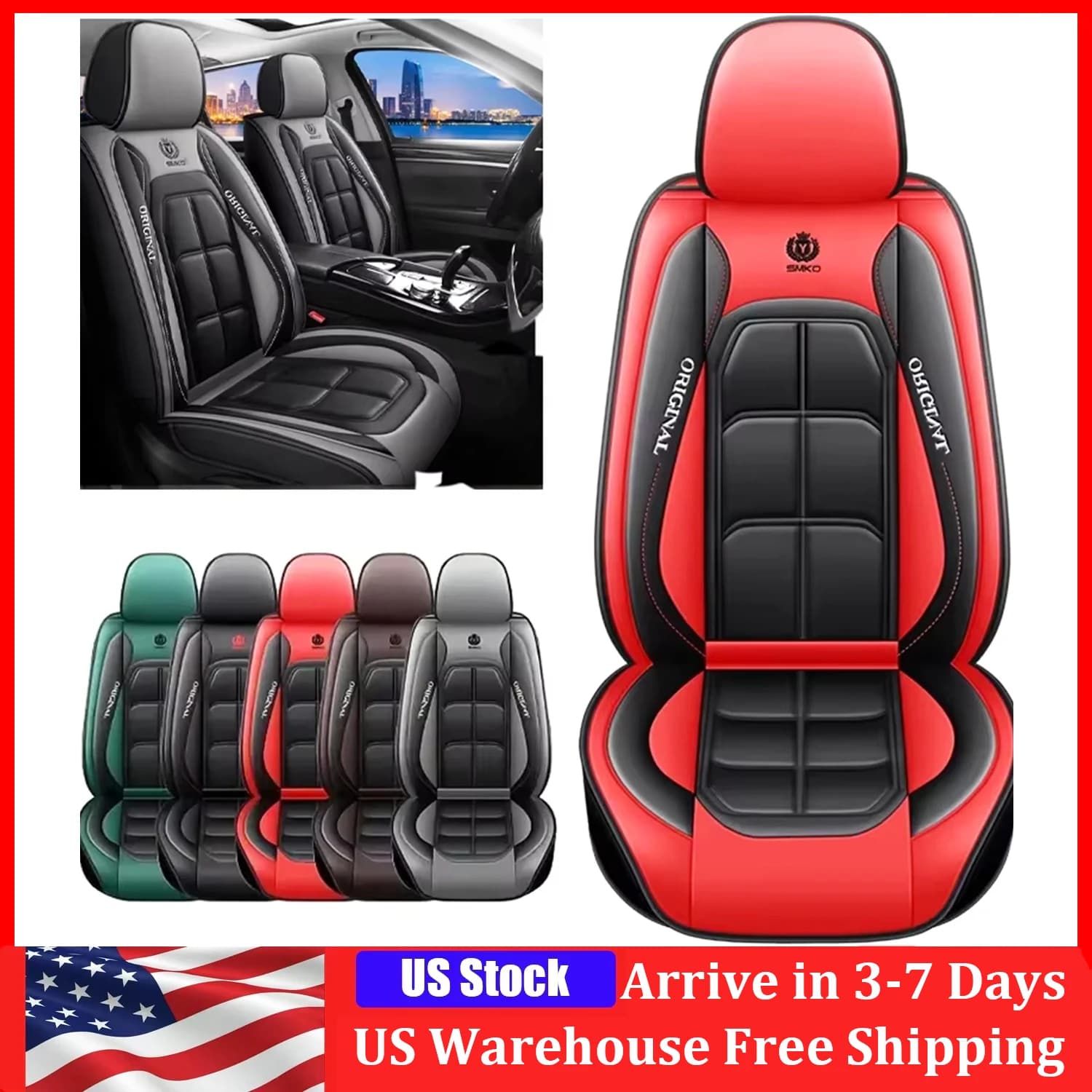 2 Universal PU Leather Seat Covers for Auto, Durevoli and Fully Wraped, for Single Seat Guide or Passenger