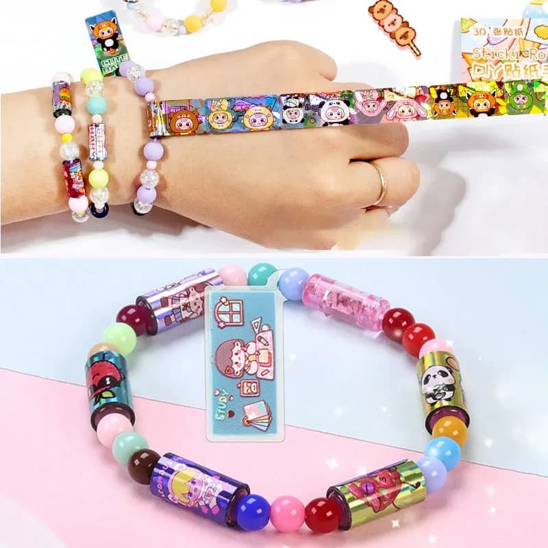 Adesivi creativi Bracciale Cartoon fai da te Stickirolls Rotoli di bastoncini di cancelleria divertenti Giocattoli per bambini Regali per studenti per bambini