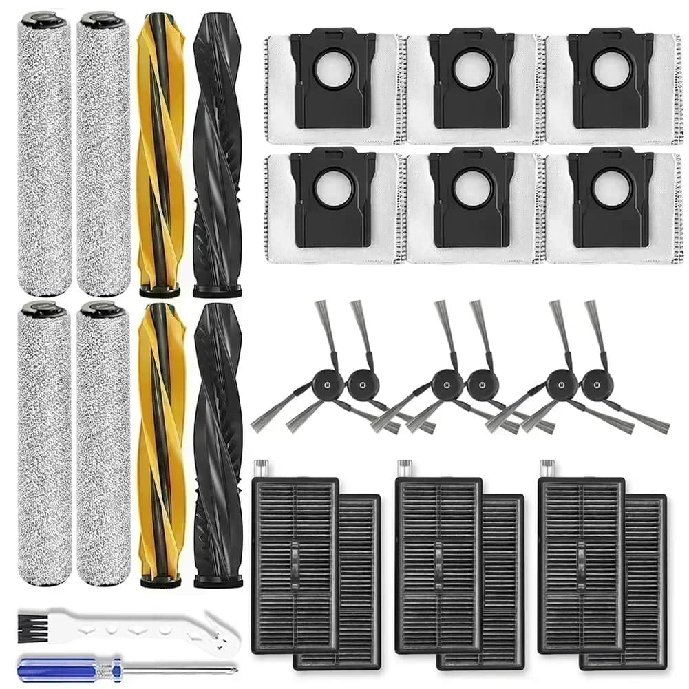 4 spazzole principali + 4 salviette a rullo + 6 filtri + 6 spazzole laterali + 6 sacchetti per la polvere + 1 spazzola per pulizia per aspirapolvere Dreame Aqua10 Ultra