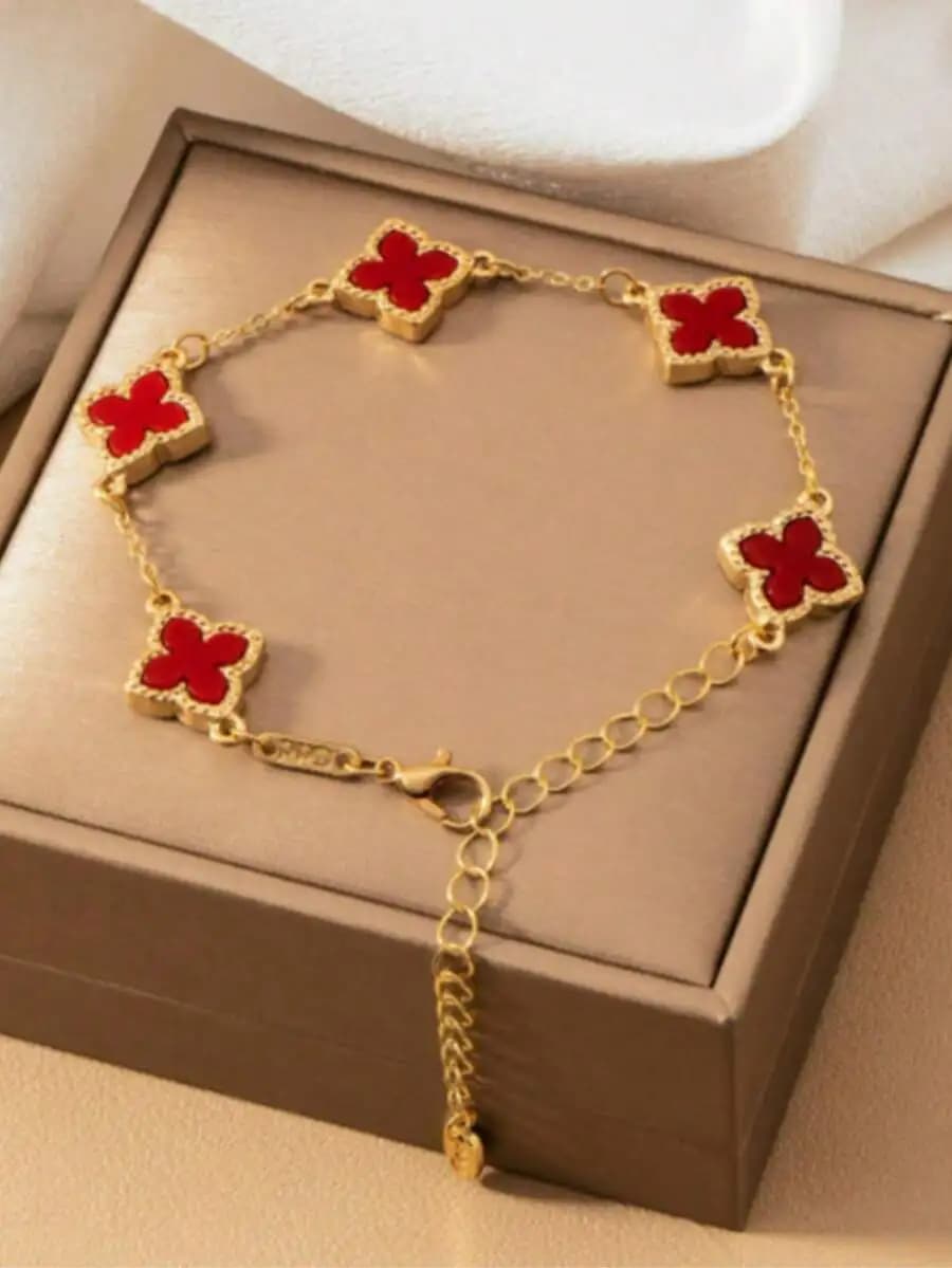 1pc Casual Elegant Design Mori Style Vintage Hong Kong French Romantic Geometric Heart Layered Bracelet