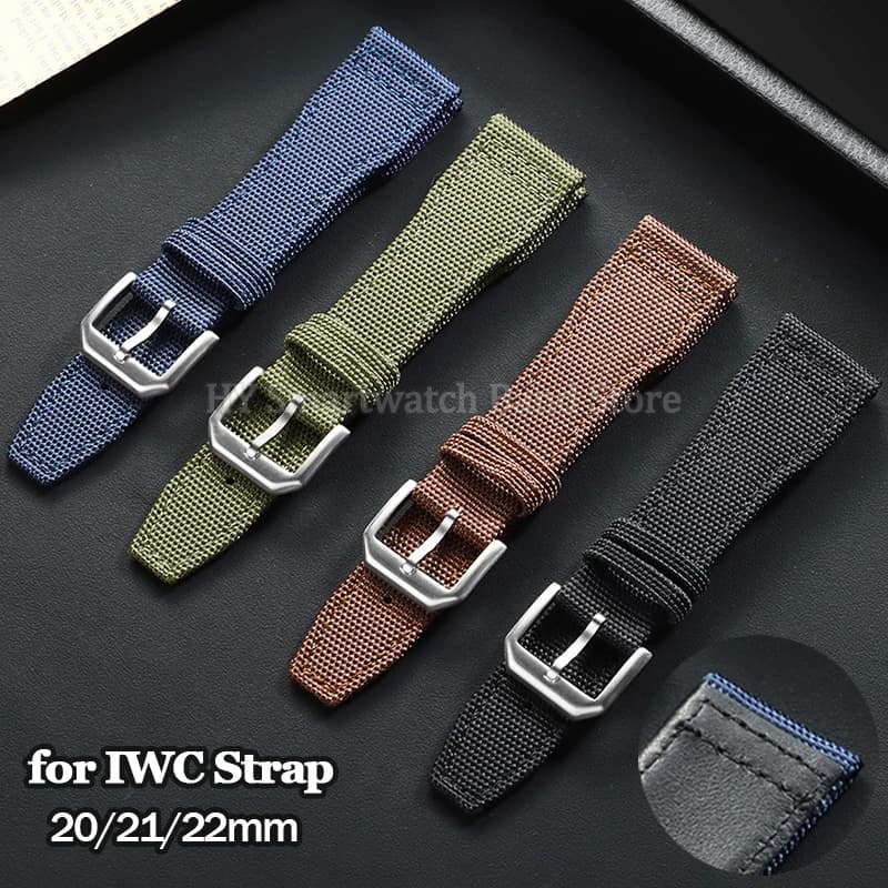 Cinturino per orologio in nylon Cnavas da 20mm 21mm 22mm per IWC Pilot Series Sostituzione uomo donna Bracciale con chiusura a perno in metallo Accessorio per cinturino da polso