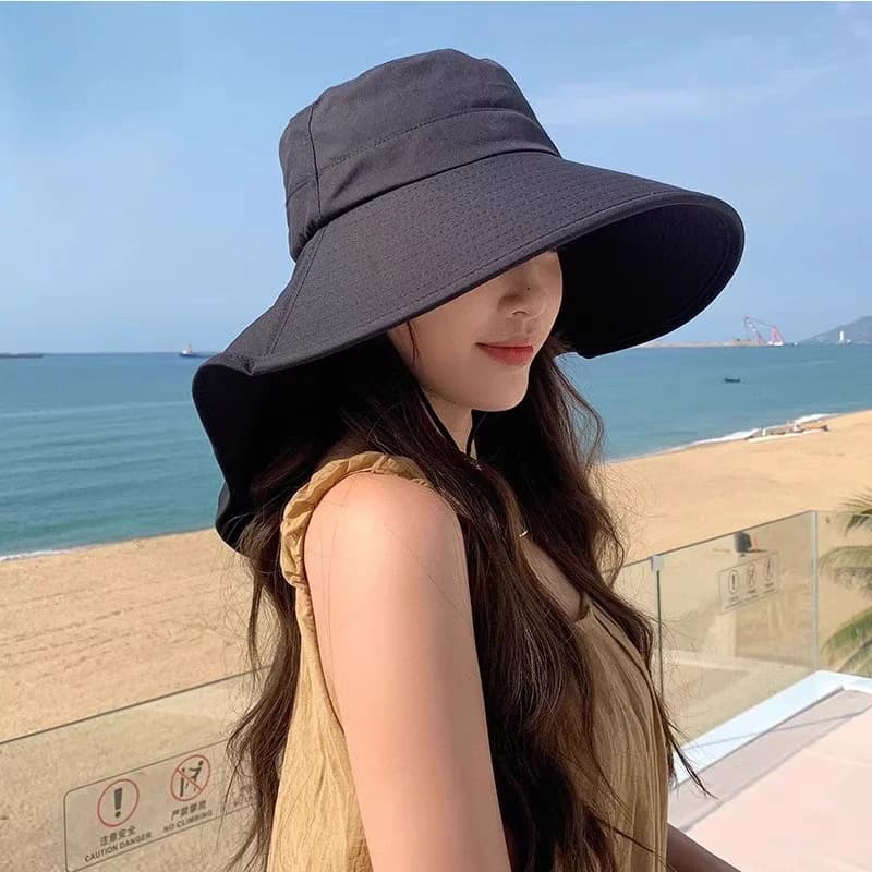 1pc sun hat for women fishing hats anti hiking summer beach hat folding wide with cover neck visor outdoor