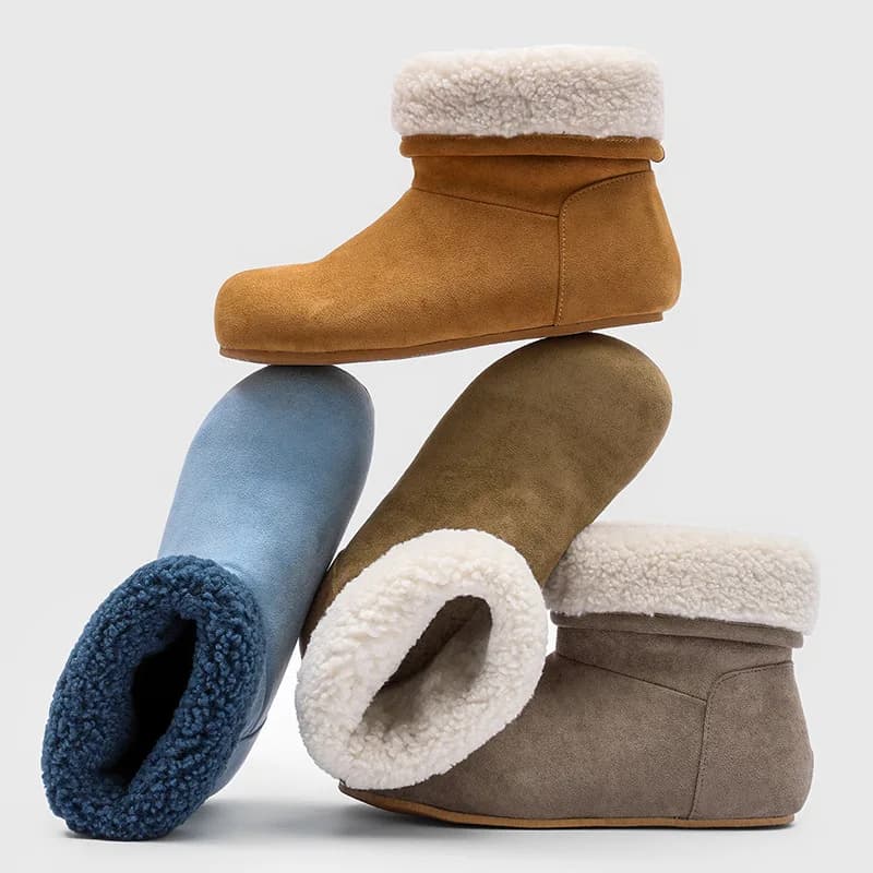 Stivaletti in pelle scamosciata da uomo nuovi con fodera in pelliccia sintetica Stivaletti slip on invernali caldi Suola morbida Comodo stivaletto corto casual da donna