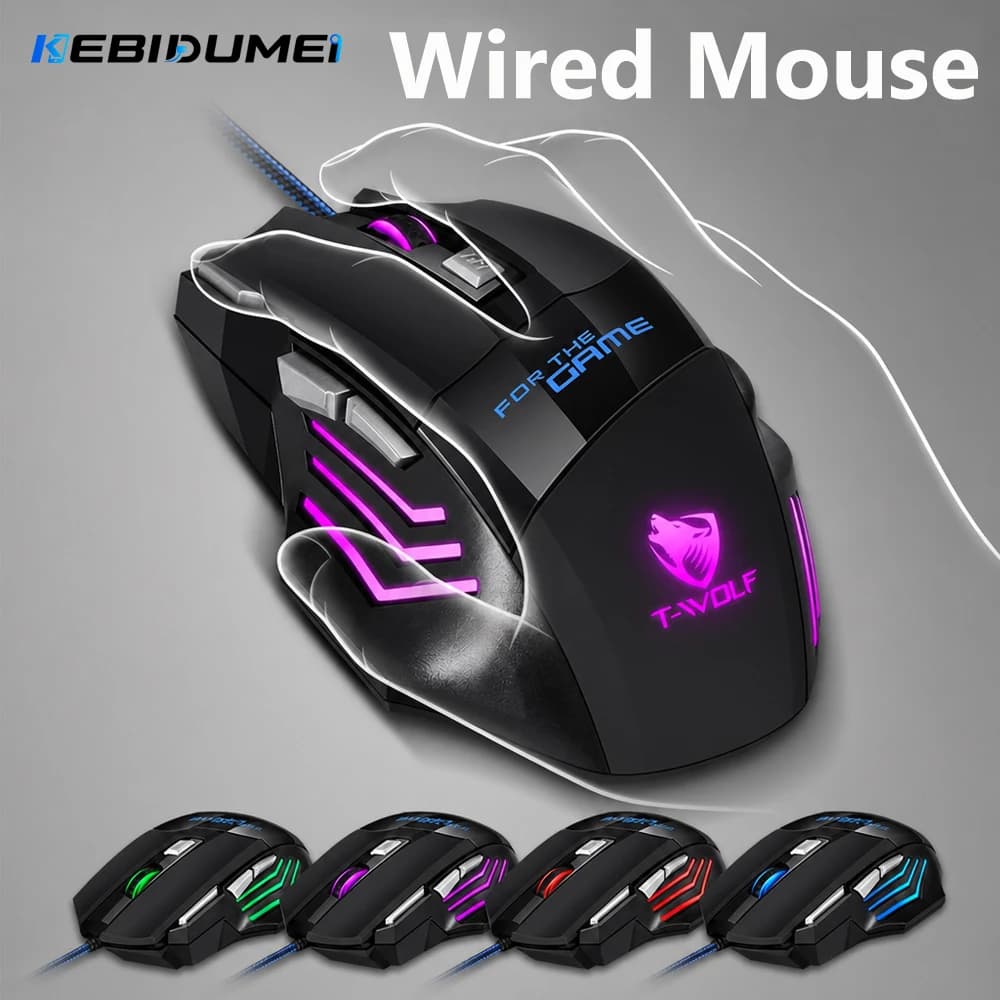 KEBIDUMEI USB Wired Gaming Mouse 2400DPI RGB Breathing Light Ergonomic Mouse E-sports Mice Computer Accessories For Laptop PC