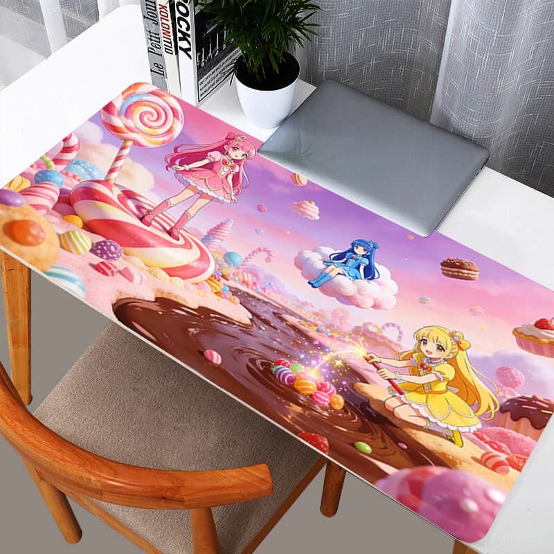 Tappetino per mouse Pretty Cure girl 90x40cm Anime Gamer Tablet Varmilo Tappetino per tastiera Tappeto Kawaii Accessori da gioco per laptop Tappetino per mouse xxl