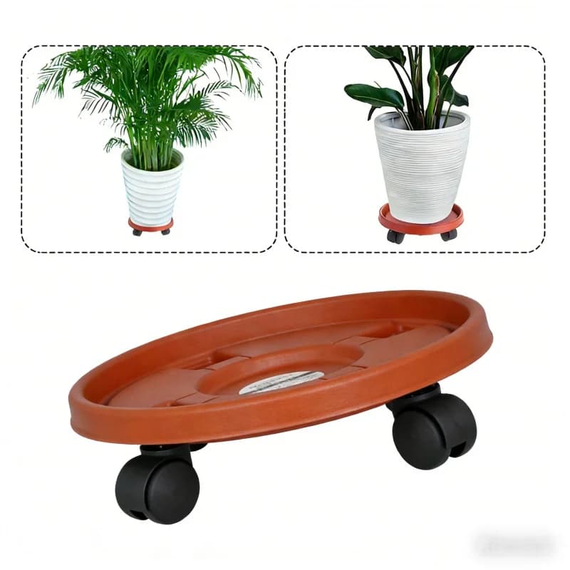 Tray for Resistant Vases with Universal Wheels for Interior and Exterior, Mobile Base for Grass Plants and in Balcony Vase