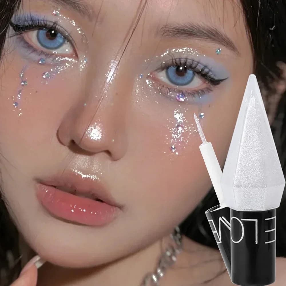 Eyeliner Umbrella with Waterproof Diamonds Glitter Silver Color Rose Gold Sequins Gloss Eyeliner Umbrella Chest Beauty Cosmetics