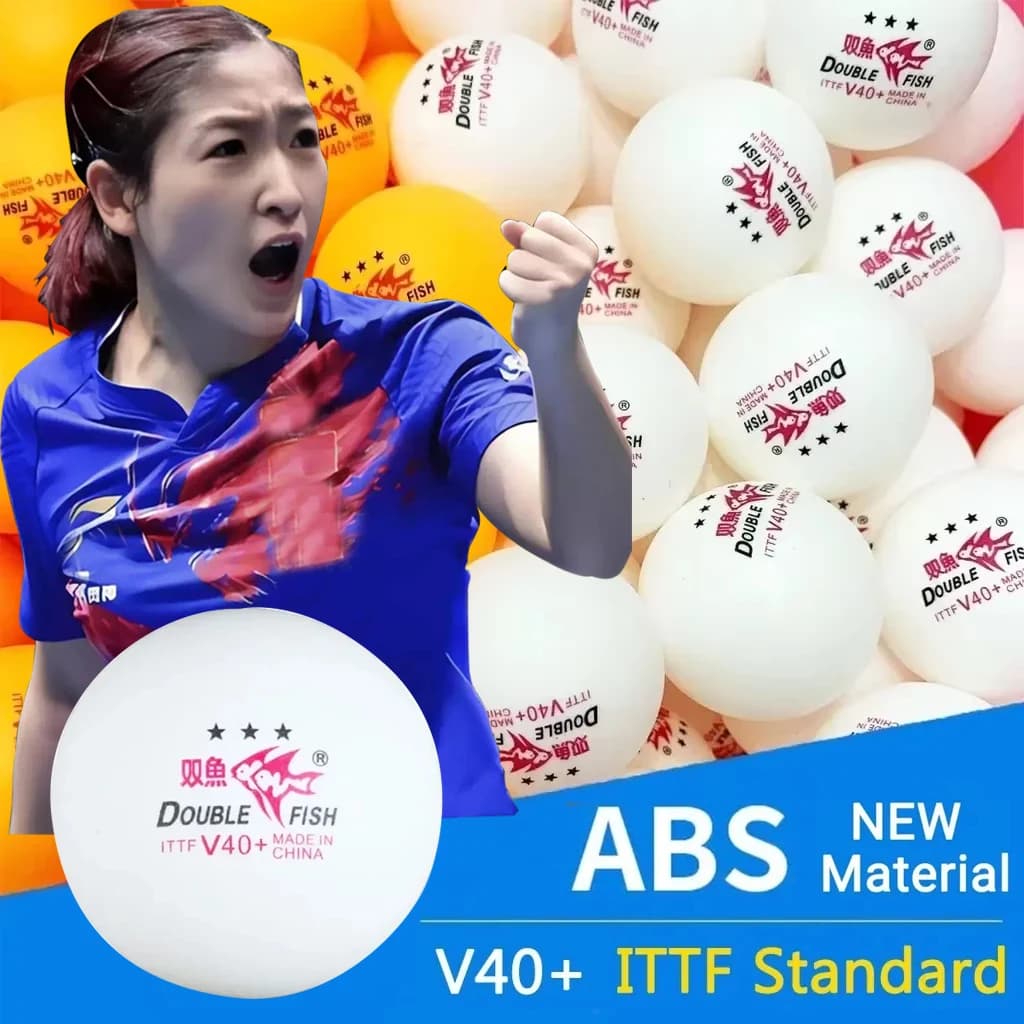 DOUBLE FISH V40 + pallina da Ping Pong a 3 stelle in ABS cucito nuovo materiale approvazione ITTF pallina da Ping Pong durevole per allenamento professionale
