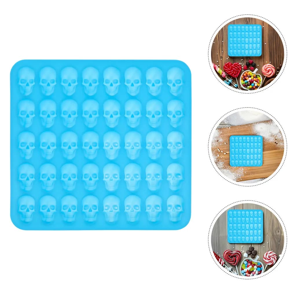 2 Stampi in Silicone a Forma di Teschio per Halloween, Antiaderenti, per Dolci, Biscotti, Cioccolatini, Cubetti di Ghiaccio, Gelatine