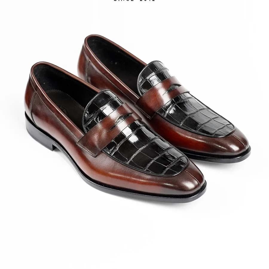 CWV Scarpe formali da uomo Pennello da colorare manuale Scarpe in coccodrillo Scarpe casual da lavoro Scarpe pigre Scarpe per il tempo libero maschili