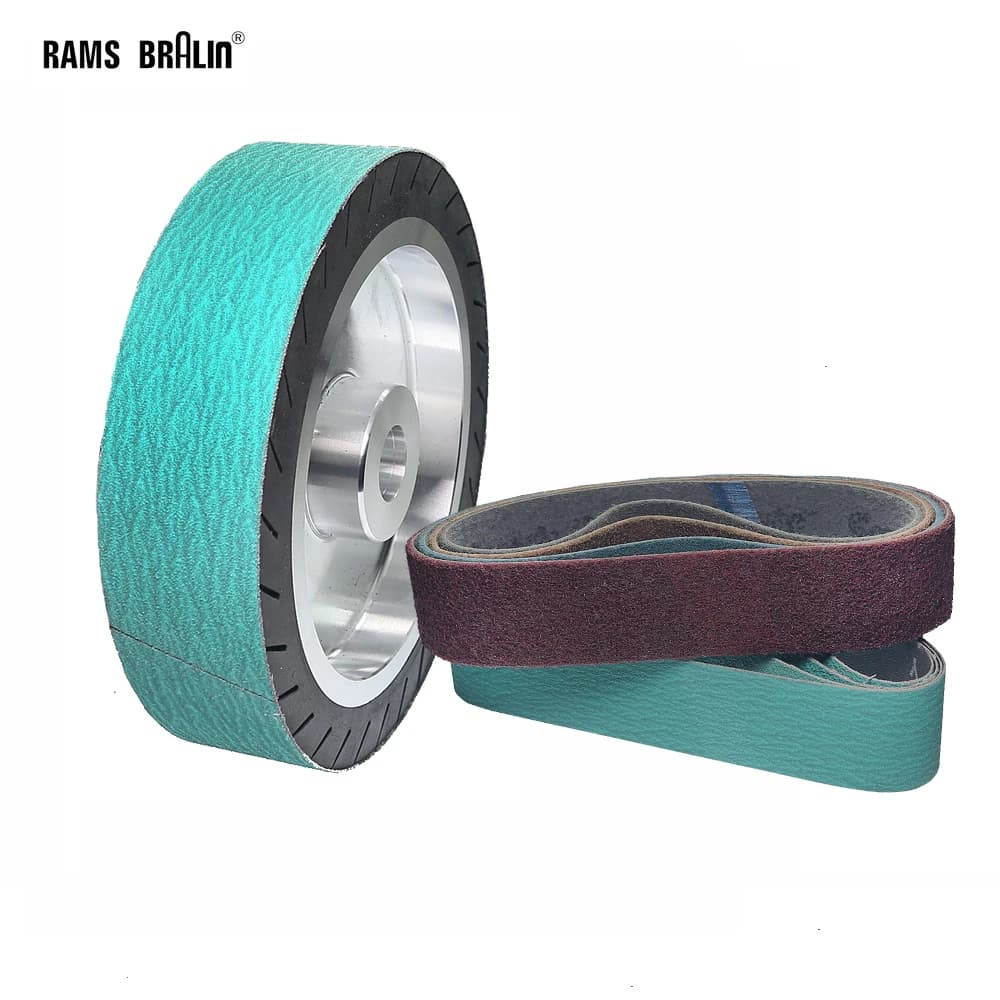 Ruota di espansione in gomma centrifuga da 200 * 50mm Ruota di espansione da 8 "funzionante con accessori motore con nastro abrasivo in nylon con zirconio