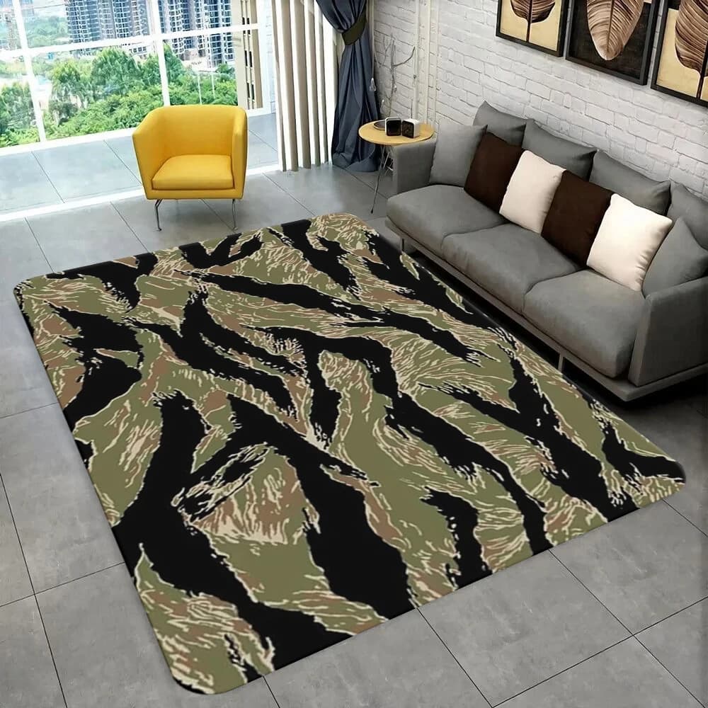Mimetic tiger striped entrance door mat, military tactical zerbino rapid drying military for interior, kitchen, balcony, entrance