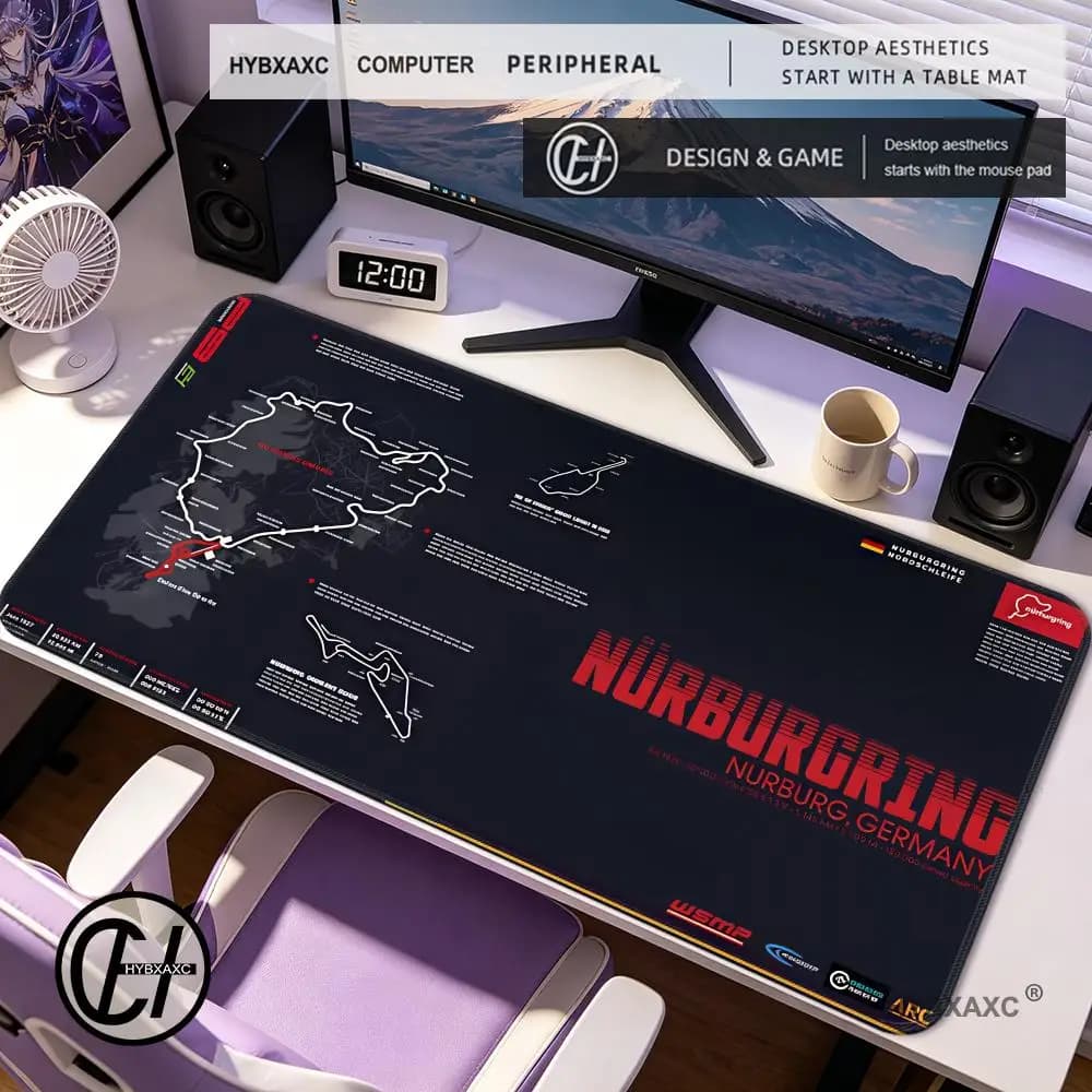 HYBXAXC Nurburgring Nordschleife Leather Mousepad Computer Keyboard Pad Anti-slip Gaming Table Desk Mat