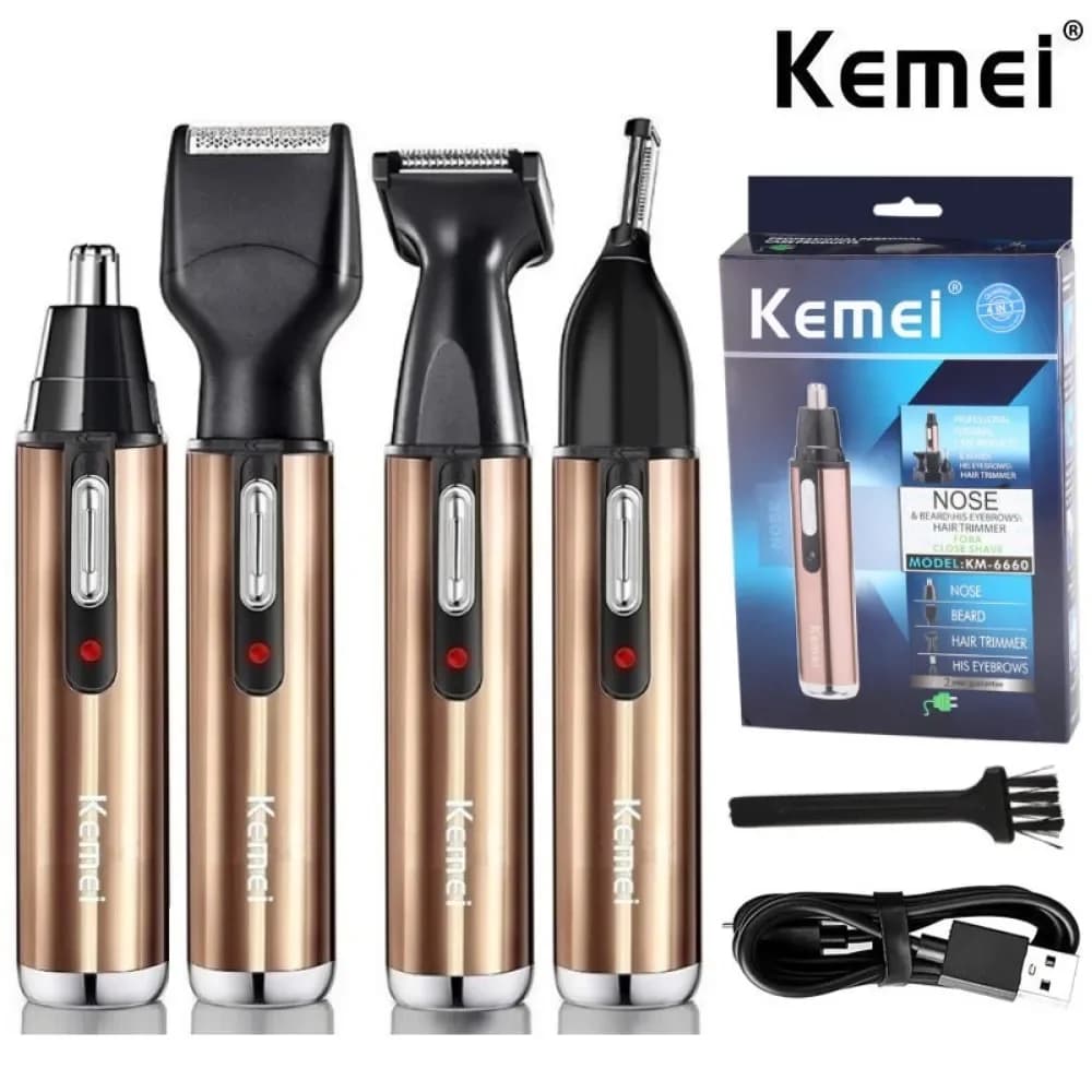 Kemei All In One Reloadable Naso Trimmer Barba Trimer For Men Grooming Face Eyebrow Naso Haircut For Nause And Earrings