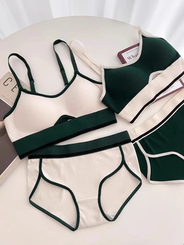 YUQI Bralette sportiva senza cuciture Adolescenti Senza fili Anti-cedimento Coppa sottile Piccolo supporto per il torace Racerback Set reggiseno leggero lingerie
