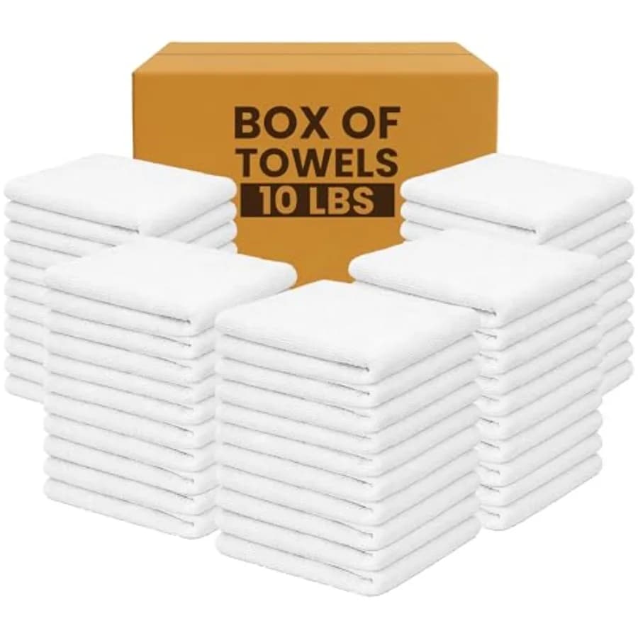 Panni in Spugna Bianchi per Bar, Circa 80 Pezzi - Stracci Ultra-Assorbenti 100% Cotone, Perfetti Stracci Lavabili per Cucina e Bar