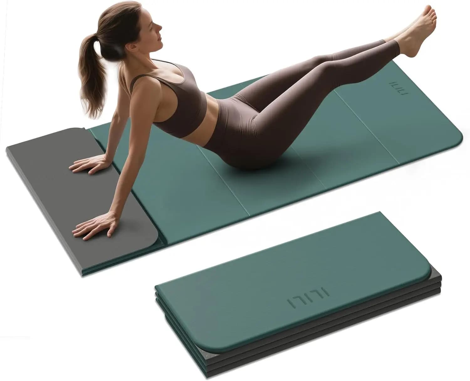 Tappetino Yoga Pieghevole, Spessore 10mm in Materiale TPE, Extra Lungo 75x26 Pollici, Morbido e Confortevole per Esercizi a Casa e Uso Esterno
