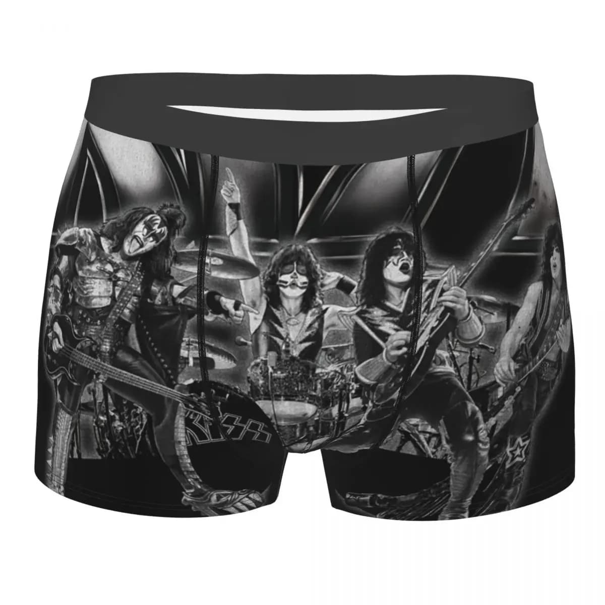 Rock And Roll Kiss Band Underwear Men Stretch Heavy Metal Music Boxer Briefs Shorts Panties Soft Sexy Underpants For Homme