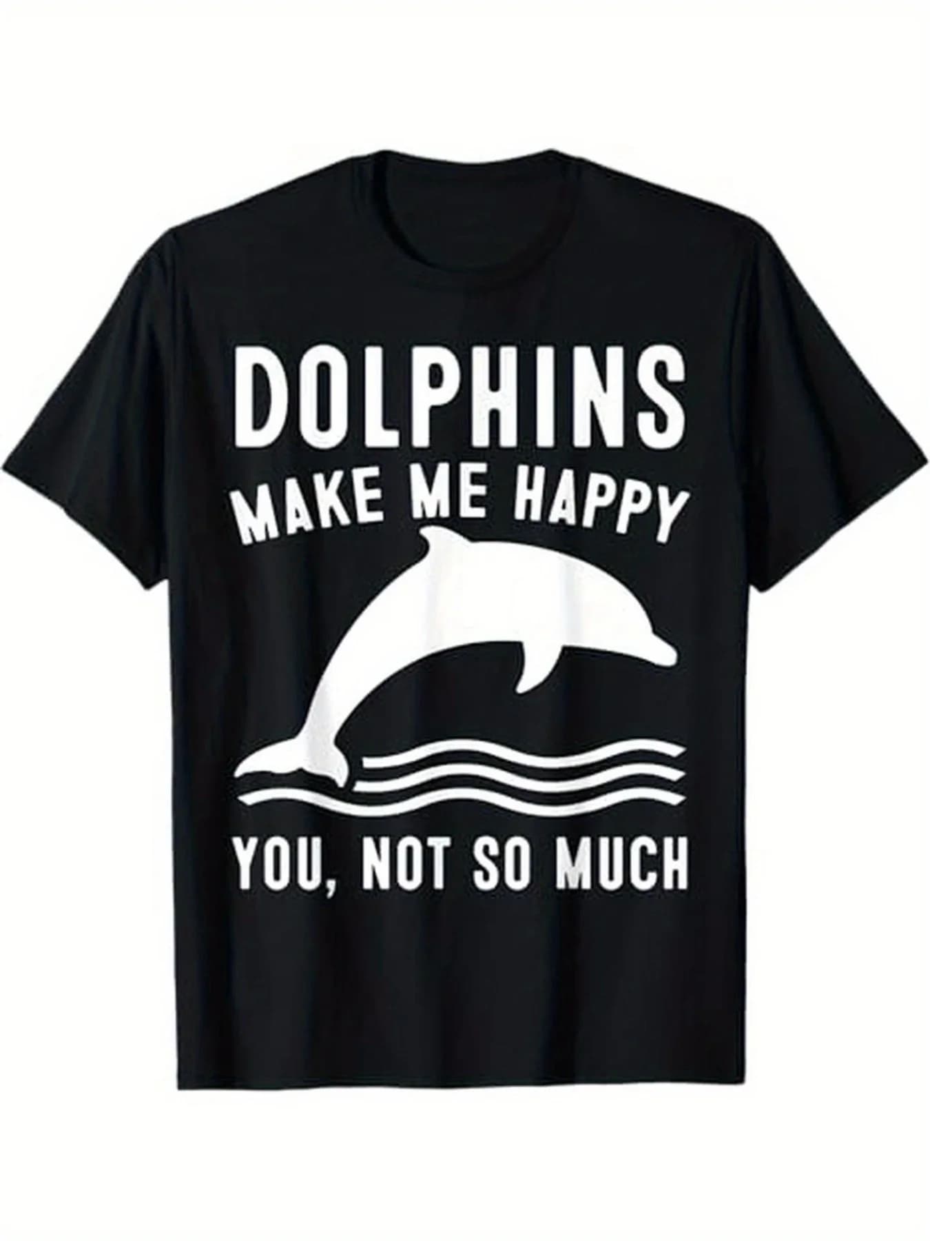 T-shirt da uomo con motivo delfino, tema delfino, T-shirt per gli amanti dei delfini, 100% cotone