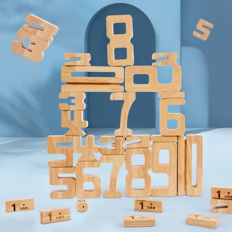 28 pezzi di blocchi impilabili con numeri in legno per il gioco di apprendimento della matematica dei bambini per sviluppare abilità motorie e abilità cognitive