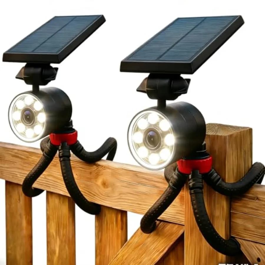 Luci solari da campeggio per esterni in lega di alluminio con treppiede portatile - Fari di sicurezza con sensore di movimento solare da 1400LM per esterni