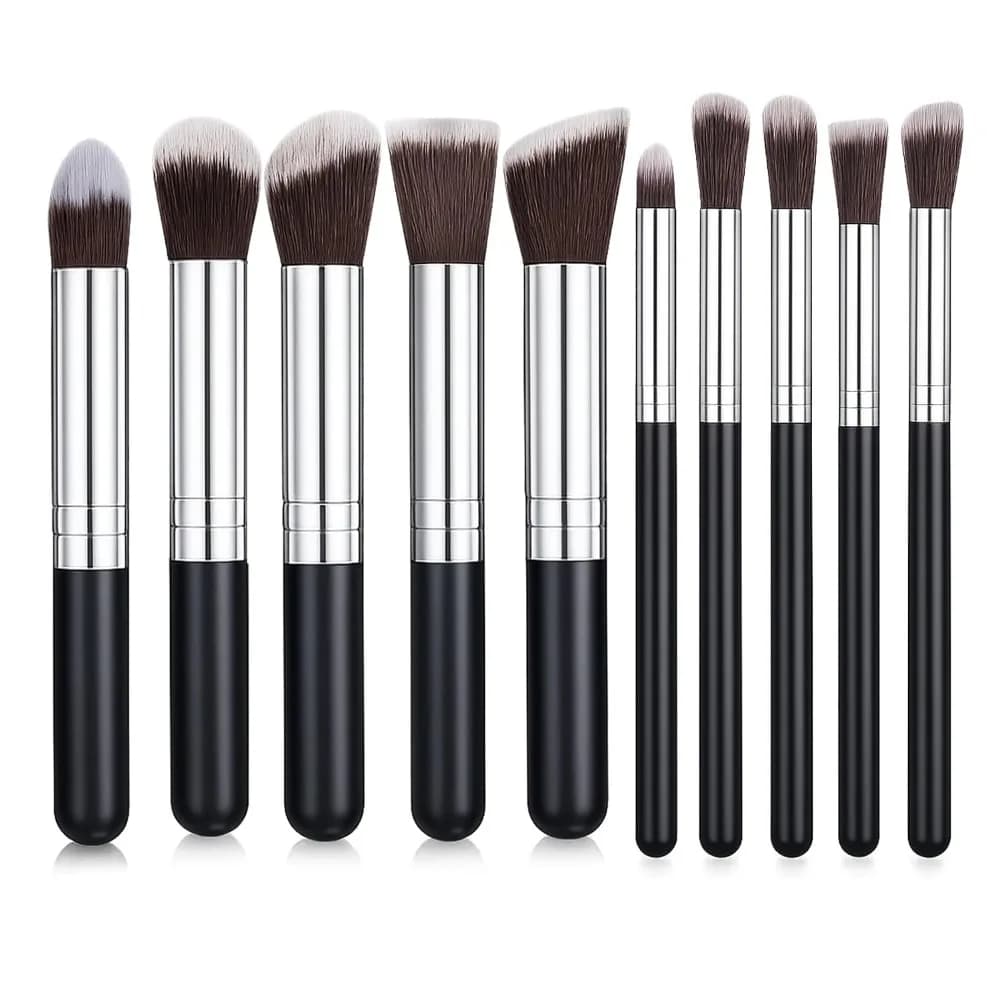 10-Piece Makeup Brush Set: Soft Synthetic Tools for Foundation, Concealer, Blush, Highlighter, and Eyeshadow Application