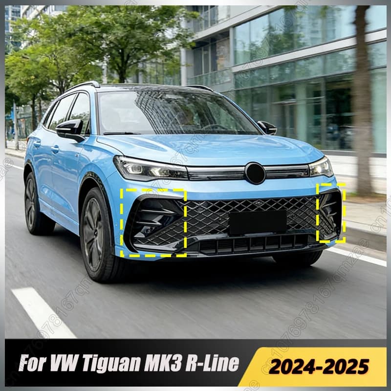 Car Front Bumper Spoiler Fog Lamp Grill Trim Wind KnifeFor VW Volkswagen Tiguan MK3 R-Line 2024-2025 2PCS Accessories Tuning