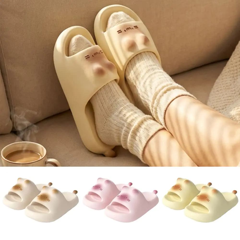 Ciabatte da gatto alla moda con fondo spesso, suola morbida antiscivolo, scarpe da spiaggia in EVA, ciabatte da bagno a tinta unita per coppie e donne