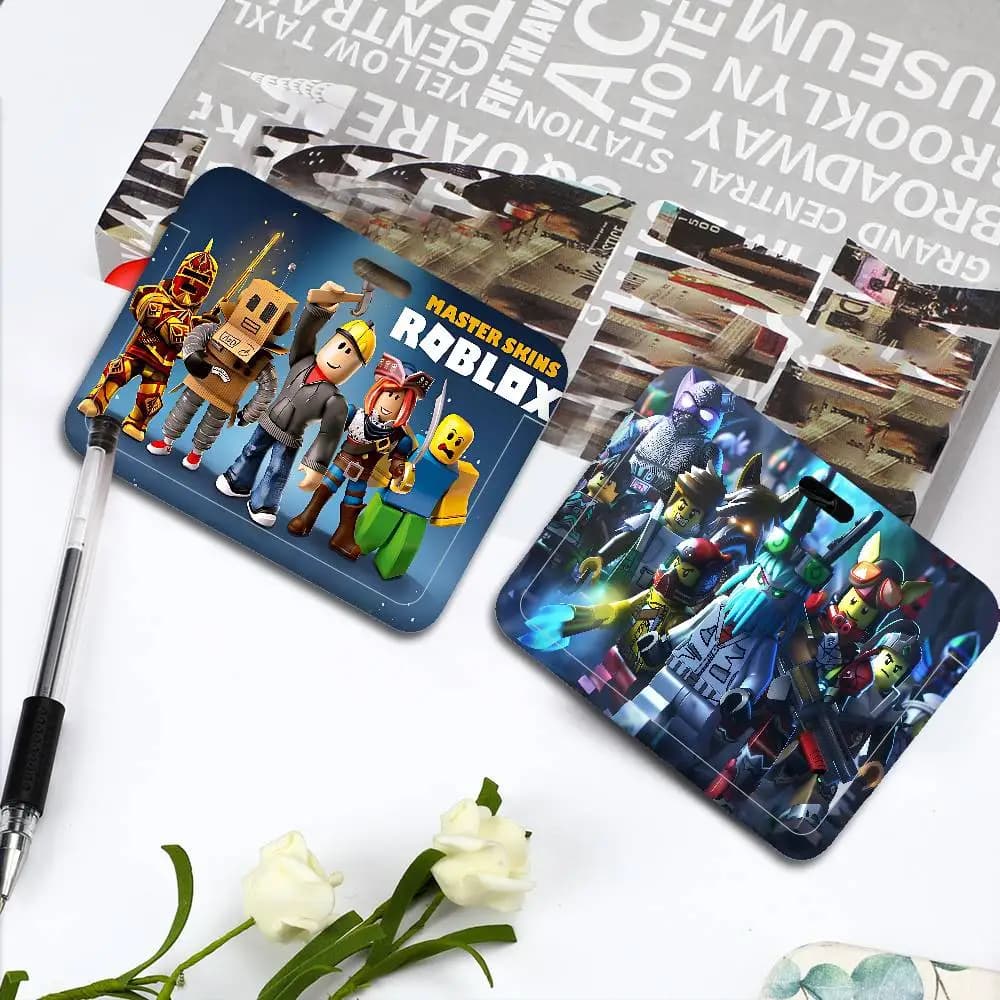 Porta Badge R-Robloxs con Cordino, Custodia per Carte di Credito per Bambini, Porta Tessere con Laccetto da Collo, Porta Carte d'Accesso, Regalo