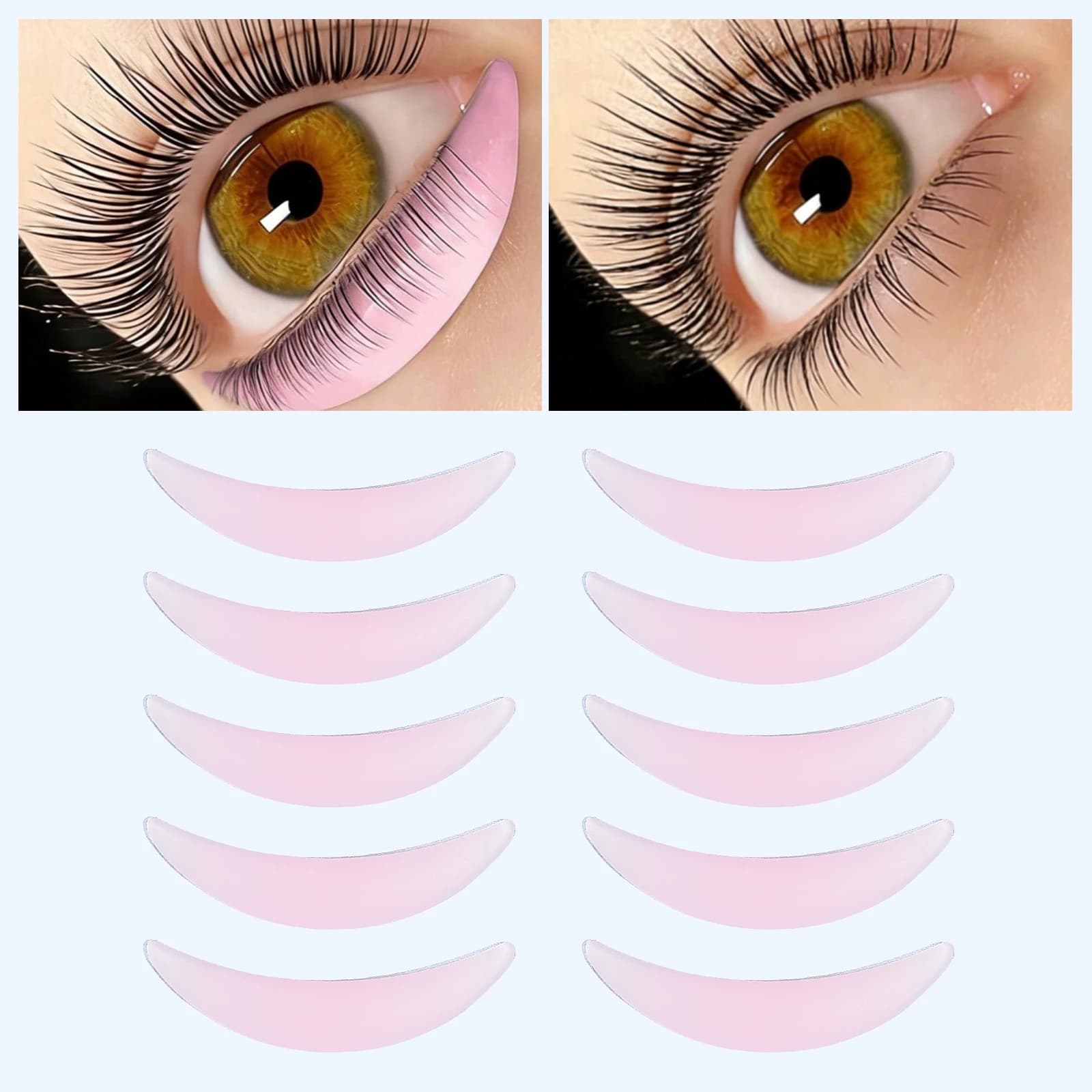 Libeauty 5 paia di cuscinetti in silicone per sollevamento ciglia, per ciglia inferiori, riutilizzabili, per lifting e arricciatura delle ciglia, strumento per il trucco