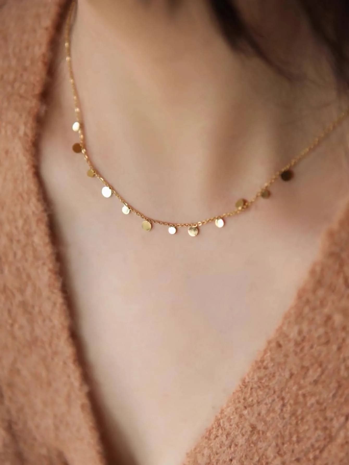 1pc stylish stainless steel round pendant necklace for women perfect for everyday wear and decoration