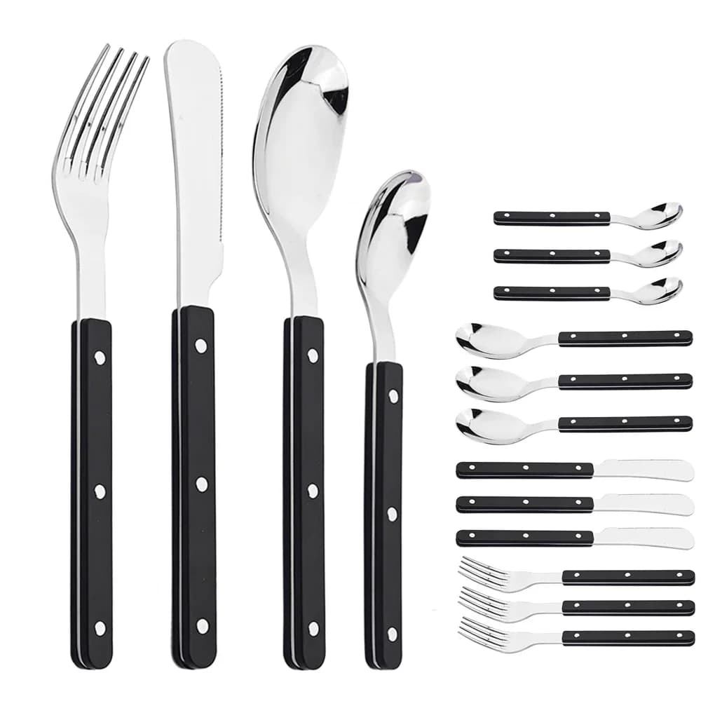 16 pieces ABS handle rivets decoration crockery knife fork spoon crockery set stainless steel cutlery kitchen gift