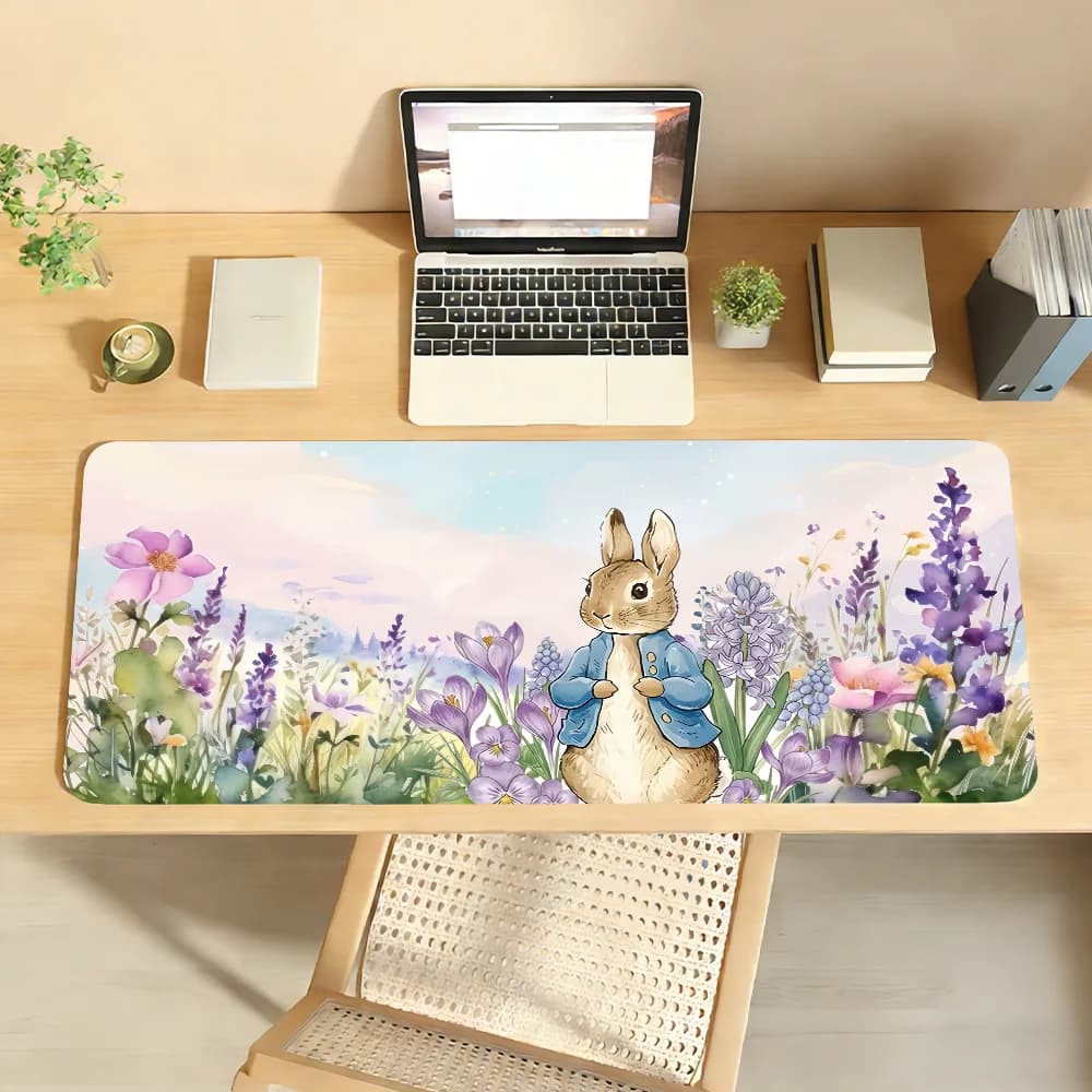 Tappetino per mouse in gomma antiscivolo per computer portatile, con design di coniglio Peter Rabbit, per giocatori, decorazione per scrivania