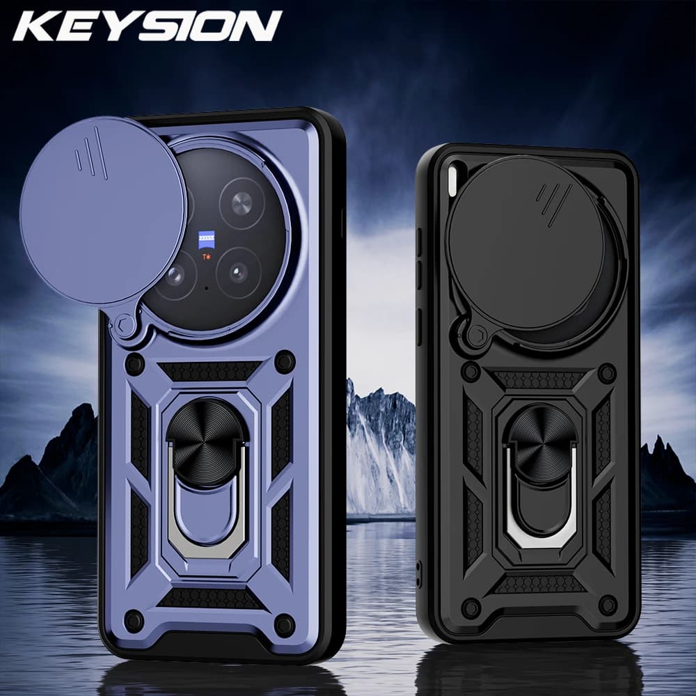 Custodia Antiurto KEYSION per VIVO X300 Pro 5G, Silicone+PC con Protezione Scorrevole per Obiettivo Fotocamera, Anello di Supporto, Cover per Telefono VIVO X300