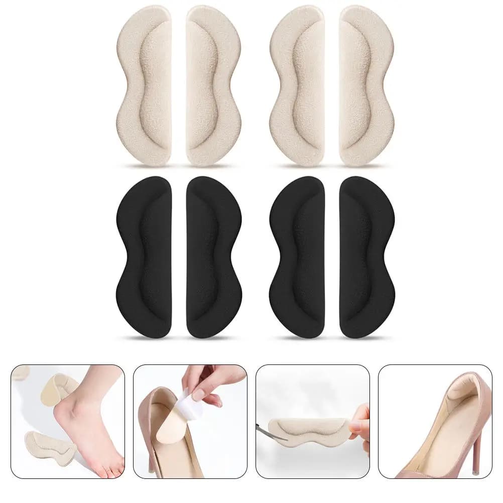 4Pairs Wear-Resistant Heel Pads Self-Adhesive Comfortable Heel Grips for High Heels Shoes Sports Sneakers Invisible Shoe