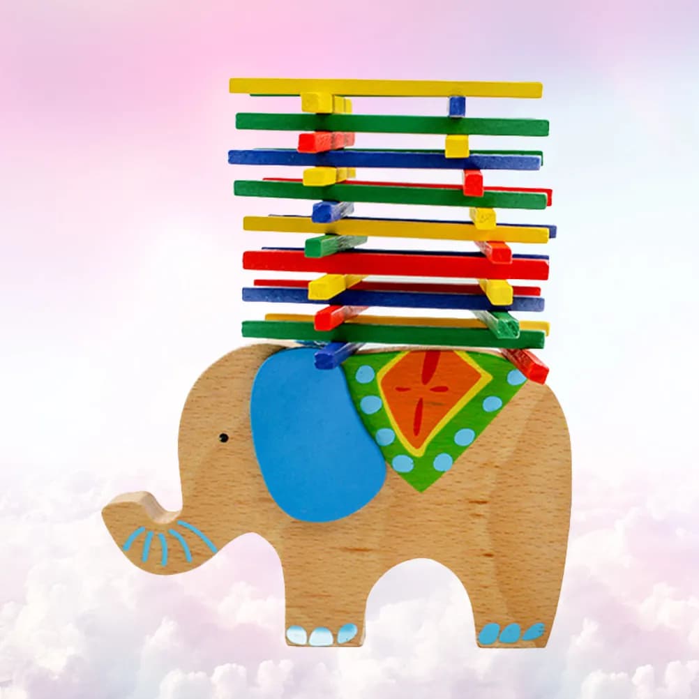 Blocchi di equilibrio in legno a forma di elefante colorati per la prima educazione, costruzioni interattive per bambini, giocattoli educativi per lo sviluppo