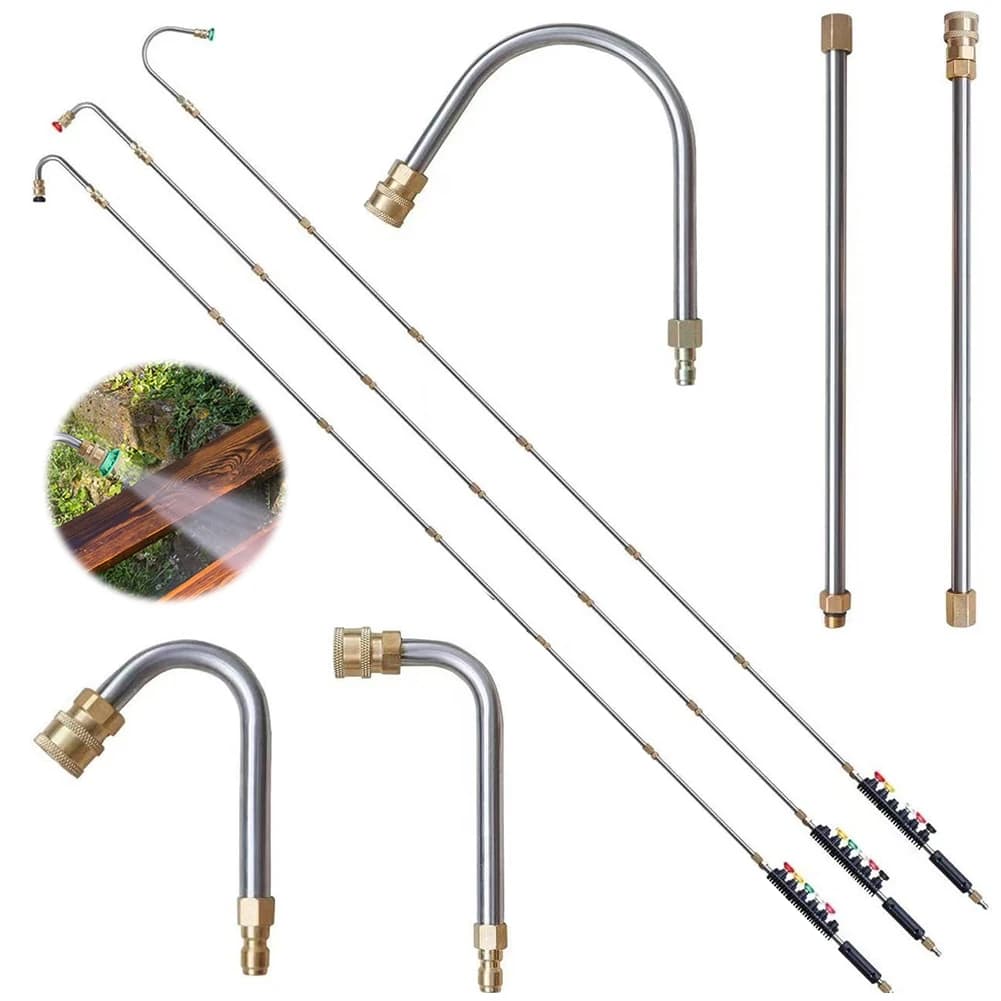 Set di 10 Prolunghe per Ugelli Idropulitrice, Aste per Lavaggio Auto, Strumenti di Pulizia, Asta per Idropulitrice 4000PSI con Attacco Rapido 1/4
