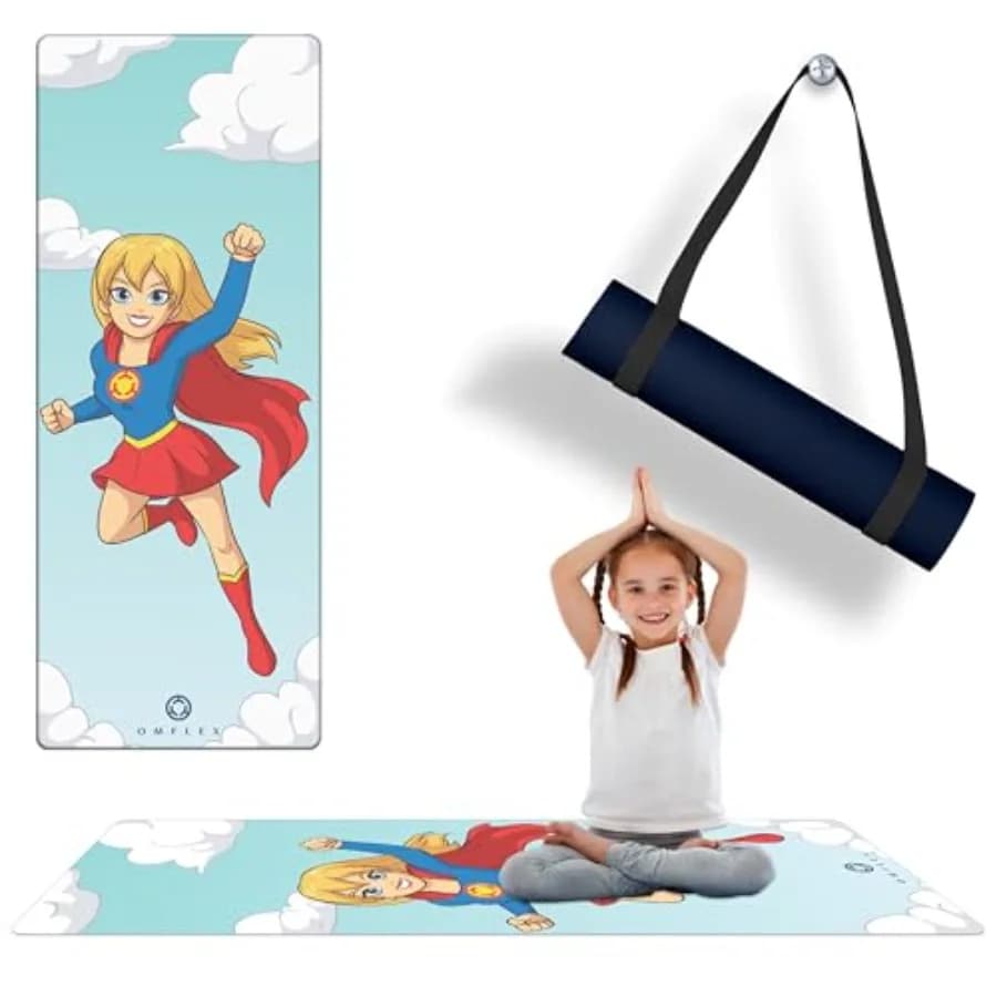 Tappetino da yoga con cinghia di trasporto 60"x24" – Tappetino premium antiscivolo per esercizi, spessore 3mm, atossico, senza PVC, per il gioco e il fitness, con design.