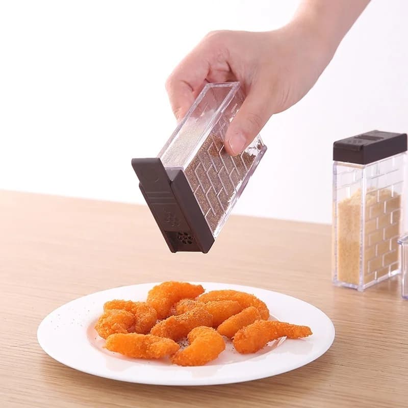 Set di barattoli di spezie da 6 pezzi per cucina, scatole di condimenti trasparenti aperte su entrambi i lati creative, resistenti all'aria, facili da pulire, salvaspazio