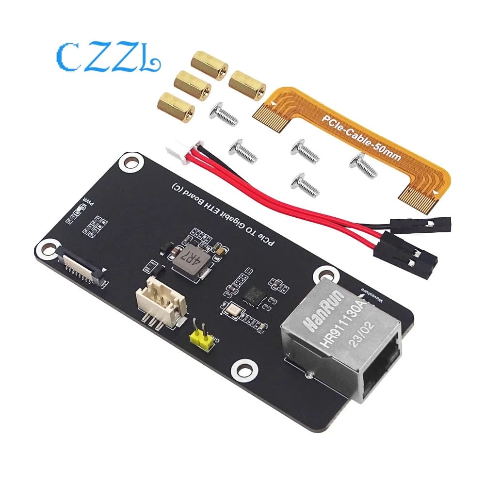 PCIe expansion card dedicated to Raspberry Pi 5 with Gigabit Ethernet port, lateral installation, plug and play without driver