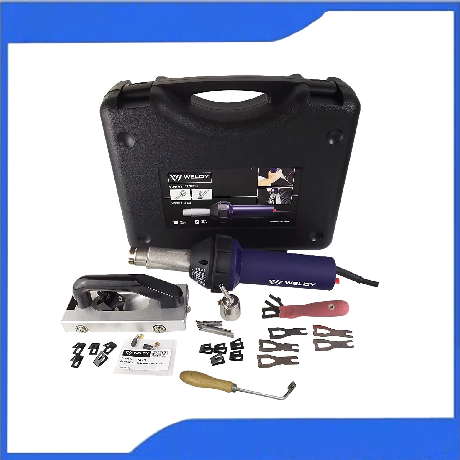 WELDY 1600W Kit pistola ad aria calda Pistola riscaldante con strumenti per pavimenti Membrane TPO in PVC Saldatura Saldatore di plastica portatile Energia HT1600