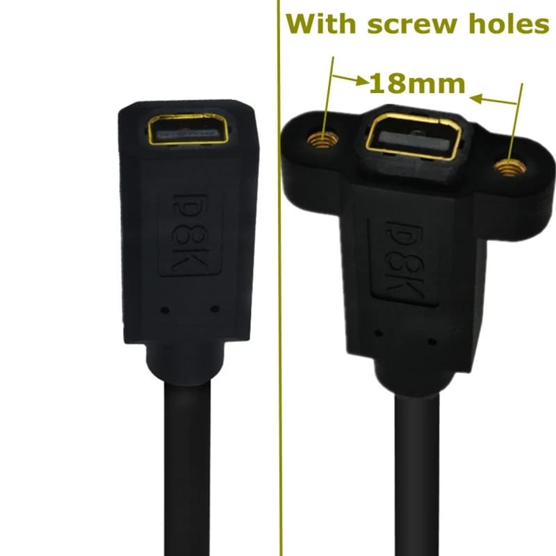 Cavo di prolunga Mini DisplayPort Revolution Mini DP femmina con foro per vite di fissaggio, HD 0.3m 8K@60HZ / 4K@144HZ / 2K@165Hz