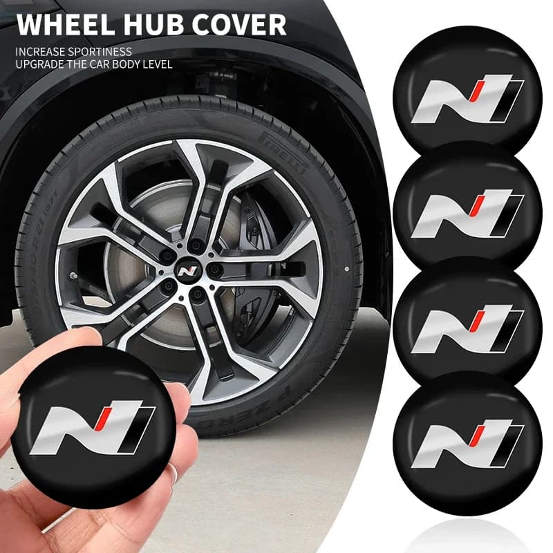 4PCS Car Styling Wheel Center Hub Caps Rim Covers Stickers Accessories For Hyundai Sonata i30 i20 Tucson Elantra Kona N Line