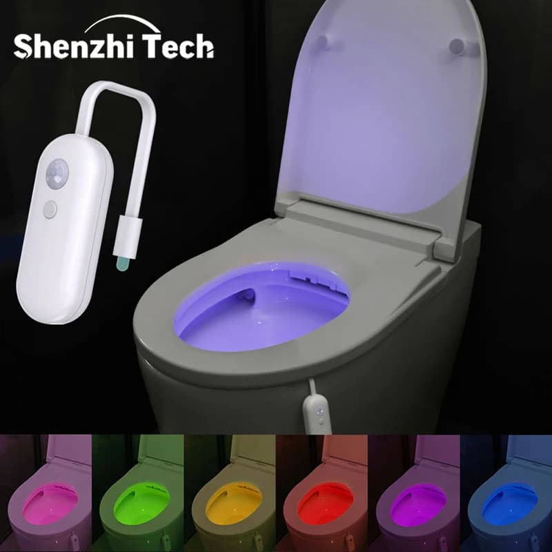 Luce Notturna LED per WC di Shenzhi Tech, Sensore di Movimento, Design Monoblocco, Accensione/Spegnimento Automatico, Lampada LED Ricaricabile per Bagno