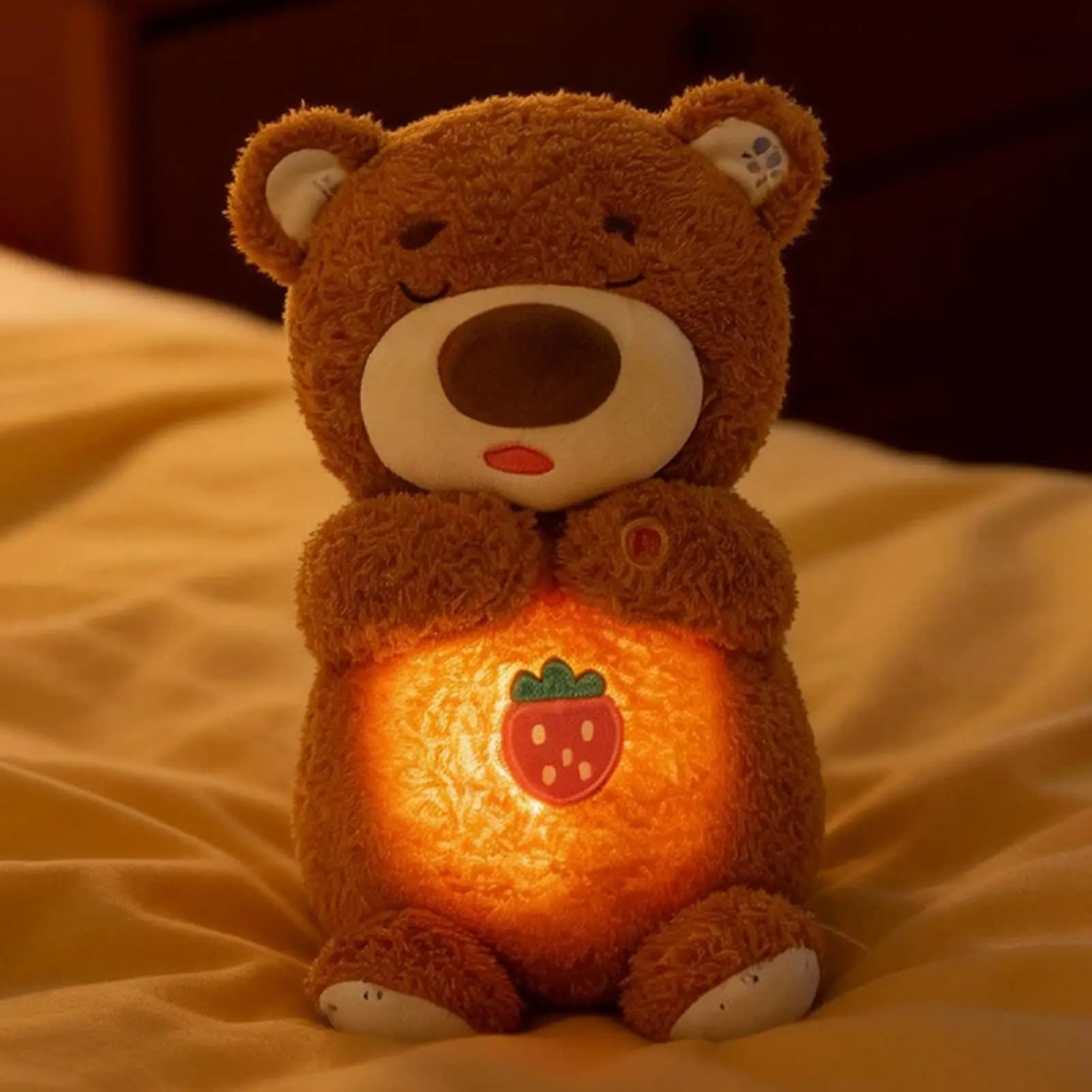 Orsacchiotto Respirante con Suoni e Luci, Peluche Calmante per Bambini, Regalo di Compleanno, San Valentino, Natale