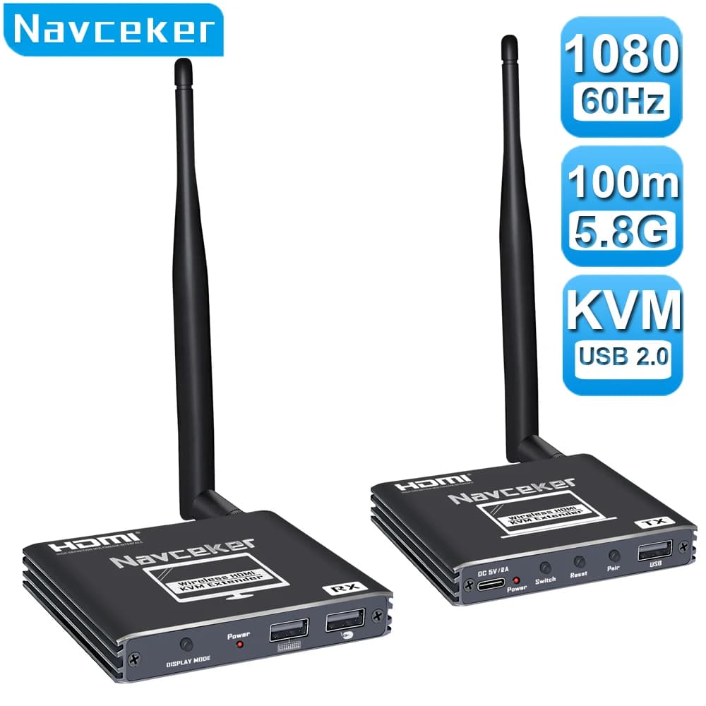 USB C Wirelss Transmitter Receiver with HDMI Wireless extender HDMI KVM 1080P 100M for Portable PC Projector Monitor TV