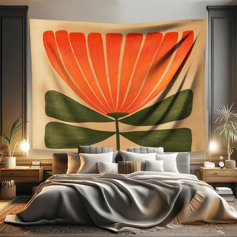 Vibrant Abstract Floral Tapestry, Aesthetic Wall Hanging Decor for Bedroom & Living Room