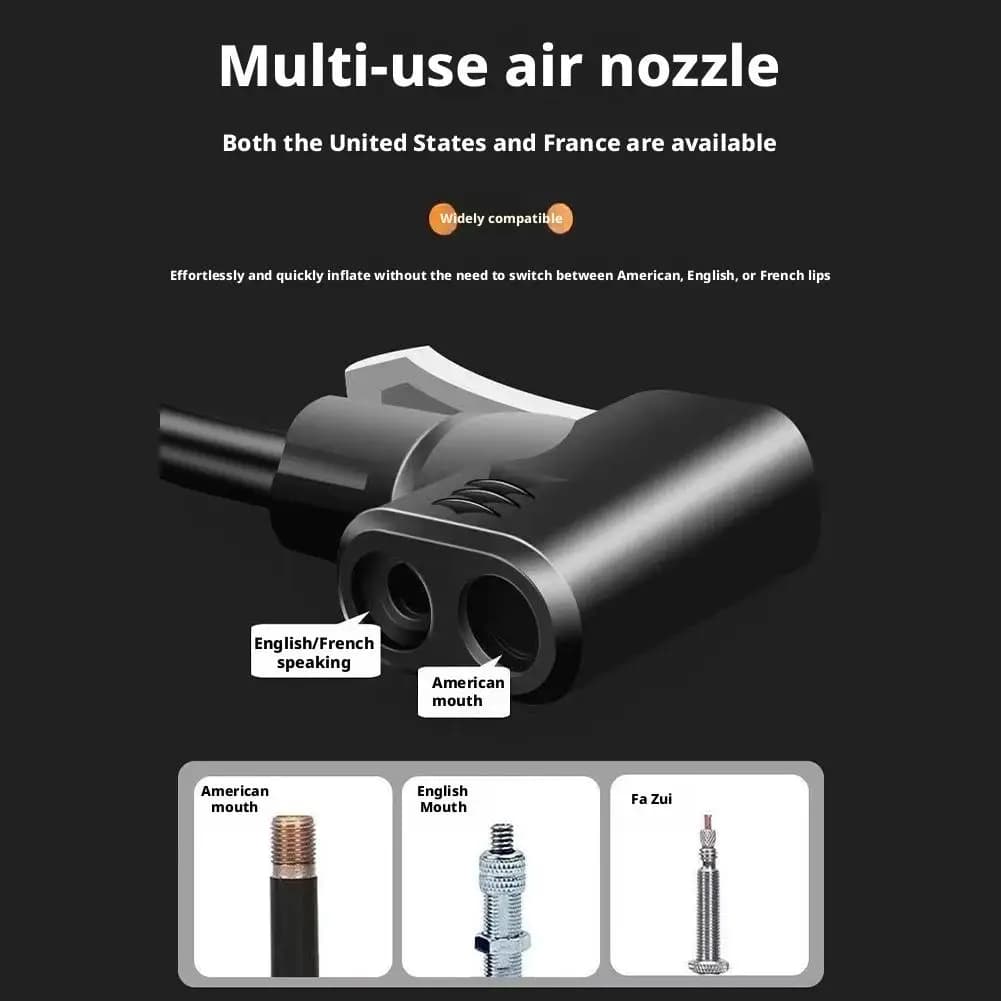 Gonfiatore per pneumatici di biciclette, tubo dell'aria ad alta pressione, per auto, palloni da basket, gonfiatore domestico, gonfiatore portatile, bici elettriche, moto